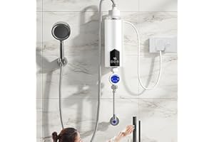 WMLBK Mini Elektrische Durchlauferhitzer 5500W Wasserhahn mit Duschkopf & LED-Anzeige,220V IPX4 Wasserdicht Schnelle Erwärmung Konstante Temperatur Durchlauferhitzer für Küche Bad