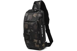 FANDARE Torba na klatkę piersiową, zabezpieczenie przed kradzieżą, na tablet o przekątnej ekranu 10,5", dla mężczyzn i kobiet, torba na ramię z przyłączem USB do ładowania, plecak dzienny do szkoły,