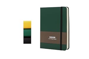 TUNJILOOL Cuaderno de Cuero A5 - Páginas con Puntos/Rejilla/Blancas, Papel Grueso 100GSM, Tapa Resistente al Agua, Cierre Elástico y Bolsillo Interior