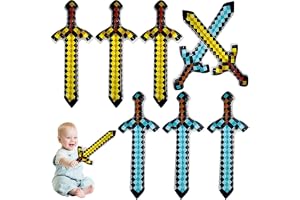 Eymobad Uppblåsbart svärdleksaksset, 8 stycken, pixelsvärd, present till barn, födelsedagsfest, cosplay, pool, fest, halloween, festtillbehör