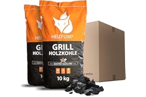 HEIZFUXX Holzkohle 10kg x 2 Sack 20kg 1 Paket Grillkohle Grillholzkohle Kohle Hartholz BBQ Für Gastro Restaurant Grill Smoker Dutch Oven Steakhouse Profi Premium Qualität Paligo