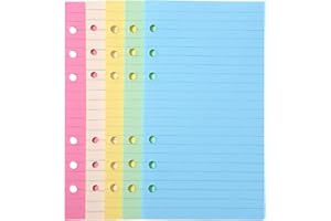 NUOBESTY 50 Feuilles A6 Recharge Papier A6 Lâche Feuille Papier Coloré 6- Trou A Statué les Mobiles de Page Marqueurs Drapeaux pour 6 Anneau Rechargeable Liant Portable