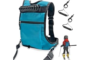 TECKZOON Arnés de Esquí para Niños, Arnés de Entrenamiento para Esquí y Snowboard para Niños con Mochila, Cinturón de Seguridad Ajustable, Arnés de Esquí Entrenador Equipo de Puesta a Punto para Principiantes