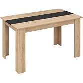 HOMCOM Dining Table for 4-6 People 120x69x75cm Oak and Black | Modern Rectangular Kitchen Table for Living Room