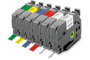 Pristar 6x Tze 12mm Ruban Compatible pour Brother TZe-131 TZe-231 TZe-431 TZe-531 TZe-631 TZe-731 Tz pour Brother P-touch H107B P710bt H100LB E110 H100R D210 H200 H110 D400 1250 H101C D200 D600VP