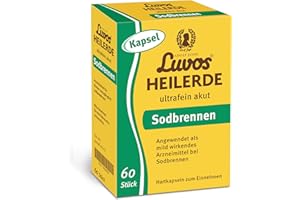 ‎LUVOS Luvos Heilerde ultrafein akut - mild wirkendes Arzneimittel bei Sodbrennen, wirkt schnell & anhaltend, lindert Schmerzen, bindet überschüssige Magensäure, schützt Magen und Speiseröhre, 60 Kapseln