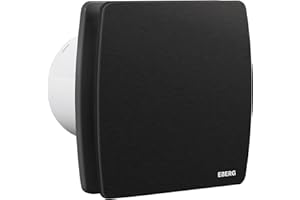 ‎EBERG EBERG Wentylator łazienkowy AXI 100BT czarny, 100 mm, nowoczesny wentylator do łazienki i toalety z zaworem zwrotnym, Zapobiega wilgoci i pleśni, timer z wyłącznikiem czasowym, cichy wentylator