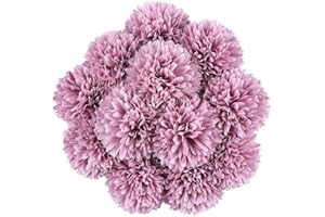 Tifuly Fiori di ortensia artificiale, fiore di seta con crisantemo per decorazioni per feste in giardino, bouquet da sposa, composizione floreale, centrotavola (Rosa Viola-12 pezzi)