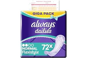 Always Dailies Pantyliners | Normal Flexistyle | Fresh Gigapack 72 | Bundle | Sanitary Towels | Suitable for All Panty Shapes | Women | Northernscape Period Tracker Included