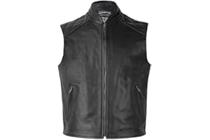 Skintan Genuine Leather Waistcoat Black Gilet - RANGER