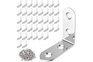 BYFFOER 40 connettori angolari in acciaio inox, angolo in metallo, 90°, 40 x 16 x 40 mm, connettore angolare in acciaio inox, piccolo con vite per il montaggio ad angolo, staffa, mobili, tavolo, sedia,