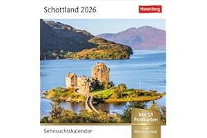 Schottland Sehnsuchtskalender 2026 - Wochenkalender mit 53 Postkarten: Postkarten-Fotokalender voll typisch schottischer Motive. Wochenkalender mit ... und Aufhängen (Sehnsuchtskalender Harenberg)