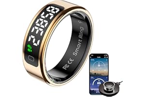 findtime Smart Ring with Display Sleep Tracker Heart Rate Blood Oxygen Monitor Tasbih Finger Counter Gesture Control Step Counter Calories Waterproof Health Fitness Smart Rings for Men Women