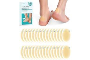 Promifun 32ct Almohadillas de gel hidrocoloide para ampollas – Vendas adhesivas impermeables para ampollas – Gel blíster bandages Cushion Pads para talón, dedos de pies, Pies,Dedos(Heel Pack)