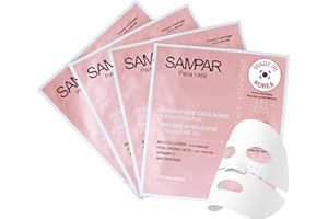 Masque Visage Bio-Collagène Korean Vendu en pharmacie – Fabriqué en Corée - Lot de 4 - SAMPAR – Anti-Rides & Hydratation Intense – Bio-Collagène + Acide Hyaluronique – Effet Glass Skin en 4h