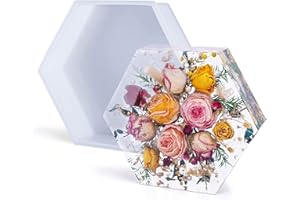 Olymajy Epoxy Resin Mould, Hexagon Silicone Resin Mould for Mould Resin Pouring, Gift Decoration and DIY Craft Making