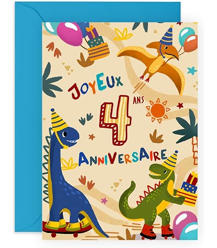 Carte Anniversaire Dinosaure Garçon 5 Ans - Joyeux 5e Anniversaire - Avec Autocollants - Pour Fils, Frère, Enfant