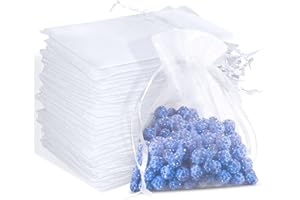 GELPRETTY 100 Stück Organzasäckchen, Weiß 10x15cm Organzabeutel Kleine Säckchen mit Kordelzug, Organzasäckchen Für Hochzeit Geburtstag Weihnachten Geschenk Süßigkeiten Gastgeschenke