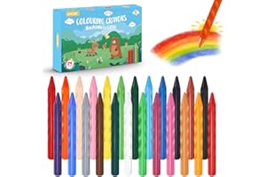 ECHOCUBE Coloriage Crayons pour Enfants, 24 Crayon de Cire pour Étudiants, Crayons Faciles à Tenir à pour le Dessin et L'artisanat, Tout-Petits Stylos à Cire pour Cadeau de 1,2,3 ans