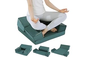 TOPROUD Large Meditation Pillow with 2 Knee Pads & Hip Support, Ergonomic Yoga Floor Cushion for Adults, 3 Adjustable Shapes for Beginner & Experienced Meditators, Black