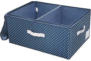 Amonsen Scatola di immagazzinaggio impilabile lavabile in nylon con coperchio con cerniera, contenitori per riporre gli indumenti pieghevoli, blu navy