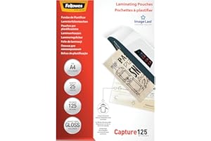 Bolsa de plastificar fellowes brillo din a4 125 micras pack de 25 unidades