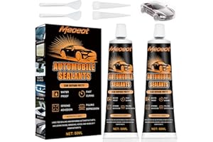 Meoeot Silicone Nero per Auto, Colla per Sigillare Carrozzerie, Sigillante Vetri Auto, Silicone Nero per Carrozzerie, Finestrini e Altre Parti Automobilistiche, 2 * 50 ML