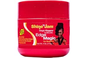 Ampro Shine-n-Jam Magic Fingers Edge Control - Provides Firm Hold with Non-Greasy Shine - Strengthens Hair with Silk Proteins and Softens with Abyssinian Oil - Excellent for Taming Fringe - 4 oz