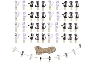 GRASSLANDY 60 Mini Clip per Foto in Legno Mini Mollette Decorative in Legno Mini Mollette in Legno con Corda in Legno Piccole Mollette in Legno per l'Artigianato per Foto Decorazioni Artigianali Regalo di Nozze