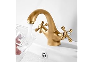 BOOXELY Robinet mitigeur de lavabo salle de bain robinets de lavabo à tête croisée en laiton