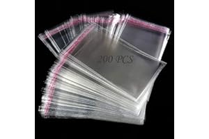 WEDNESDAY 200 Pezzi, (8x12+3) cm Bustine Cellophane Trasparenti Sacchetti Di Bustine Trasparenti Adesive, Con Velcro, Sacchetti Di Plastica Autoadesivi (opp) Piccoli
