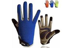 FINGER TEN Kids Cycling Gloves Full Finger Gel Padded Anti Slip Value Pair, Waterproof Bike Gloves Girls Boys Junior Good Grip Breathable Comfortable Stylish Look for MTB BMX Dirtbike Ridding Sport Outdoor