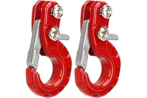 equlup RC Windenhaken, 2 Stück Aluminiumlegierung RC Kletterwagen Zugseilhaken RC Metall Anhängerhaken Windenhaken Für 1/10 RC Crawler Auto(Rot)