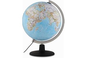 Tecnodidattica – Globe terrestre NATGEO Classic | Cartographie officielle physico-politique NATIONAL GEOGRAPHIC Classic | Lumineux et rotatif | Textes en français | Diamètre 30 cm