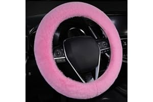 TSLBW 38 cm Fluffy Steering Wheel Cover, Universal Soft Furry Car Steering Wheel Cover, Winter Warm Car Decoration for Women&Car Lovers for Car, Truck, SUV (Pink)