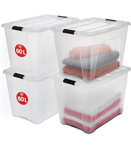 Horison Industries 50L Plastic Storage Box With Lid, Stackable Storage - View #8
