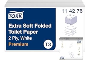 Tork 114276 extra weiches Einzelblatt Toilettenpapier in Premium Qualität für das Tork T3 Einzelblatt System / Toilettenpapier 2-lagig in Weiß, 30 Bündel a 252 Tücher (7.560 Stück)