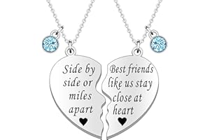 JETTOP 2PCS Friendship Gifts Necklace for Girls Side by Side Best Friends Close in Heart Distance Best Friends Gift BFF Birthday Christmas