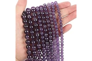 Only faith Cuentas redondas de piedras para hacer Pulseras joyas bisutería con agujero, Hebras Piedras preciosas para collares tiras sueltas (4 mm (188 Piezas), Amatista)