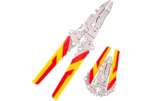 deegbbyi Pelacables Plegable 12 en 1, Pelacables Profesional Plegable Multifuncional, Mangos Cómodos, Herramienta de Electricista Profesional, para Pelar, Cortar Cables, Prensar