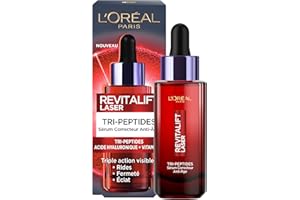 ‎L'OREAL PARIS L'Oréal Paris - Anti-Ageing Serum for Face - Triple Action Anti-Ageing Care - With Hyaluronic Acid, Peptides & Vitamin C - For All Skin Types - Revitalift Laser X3 - 30 ml