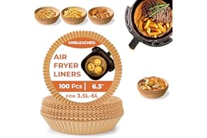 Roe Tenpo Air Fryer Liners, 100Pcs Disposable Baking Parchment Paper, Non-Stick & Greaseproof, Air Fryer Accessories for Ninja AF100UK, COSORI, Tower Air Fryer