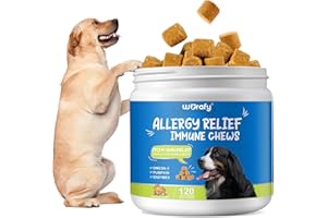 Vinimay Itchy Dog Skin Relief, Anti Itch and Immunity Treats for Dogs, Anti Itch for Dogs, Dog Allergy Relief w/Omega 3 + Pumpkin + Enzymes, Hot Spots, Chicken Flavor 120 Treats