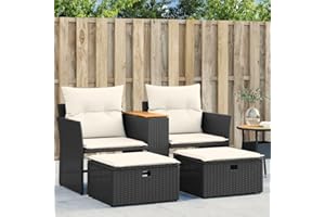 Festnight Gartensofa Ausziehbar Rattan Sofa 2 Sitzer Lounge Sofa Outdoor mit Hocker Kleines Balkon Sofa Balkonmöbel Gartenlounge Polyrattan Gartenmöbel Set Rattansofa Balkon Lounge