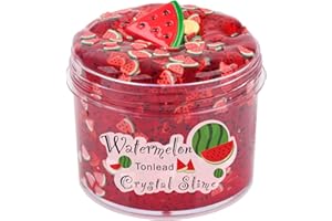 AMTONLEDA Watermelon Red Clear Slime 7OZ Premade Crystal Clear Slime Putty for Kids Christmas Toys DIY Art Craft Party Favors for Girls Boys