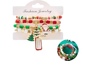 LYMOOR Christmas Bracelet, 4in1 Christmas Bracelets for Kids, Merry Christma Jewelry Charm, Christma Party Bag Fillers, Suitable as a Gift for Daughter and Mother