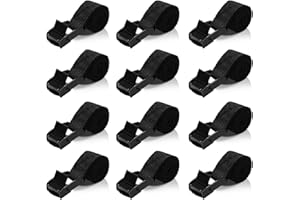QINYOULHAUSE Correas de Amarre Cortas 50cm – 12 Piezas Cintas de Sujeción con Hebilla de Presión Carga 100KG Negras – para Coche Moto Bicicleta Equipaje Camping Transporte