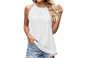 BKEPDY Letnie podkoszulki dla kobiet seksowne topy z wiązaniem na szyi bez rękawów luźne topy pulower kamizelka koszulki letnie koszulki topy kamizelka na co dzień koszule letnie ubrania