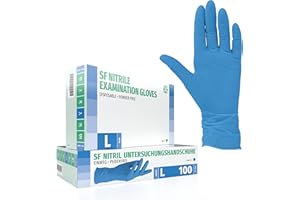 ‎SF MEDICAL PRODUCTS GMBH SF Nitrilhandschuhe L Blau – 100 Stück Einweghandschuhe, Einmalhandschuhe, Medizinische Handschuhe, Puderfrei, Latexfrei, Handschuhe Einweg zum Kochen, Putzen, für Medizin, Küche, Kosmetik, Haushalt