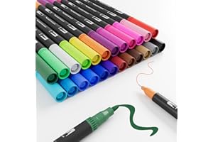 Jnyan Dual Brush Marker Pens, 24 Colors Fine & Brush Tip for Adults and Kids – Felt Tip for Coloring, Drawing, DIY Projects, Journaling, Scrapbooking, and School Supplies